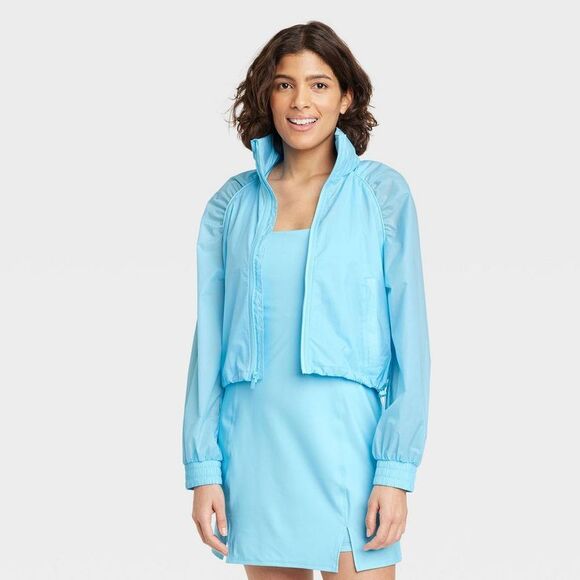 All In Motion Jackets & Blazers - All In Motion -  Women's Cropped Hooded Wind-Resistan Blue